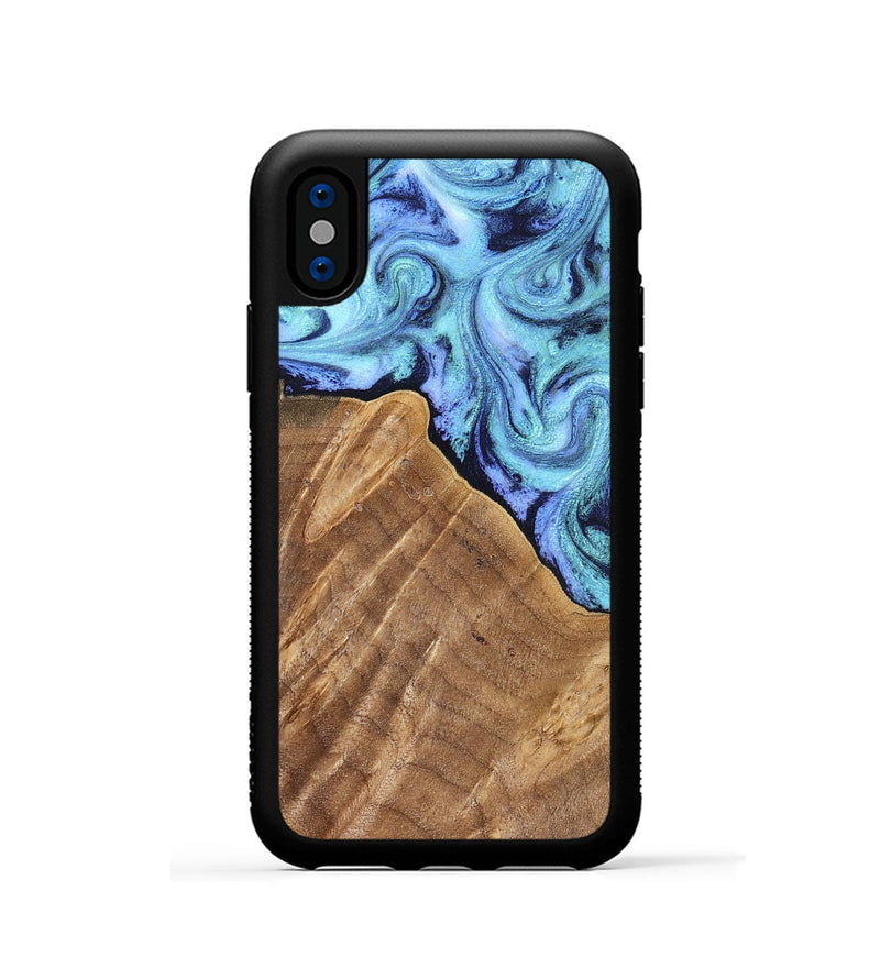 iPhone Xs Wood Phone Case - Katlin (Blue, 824526)