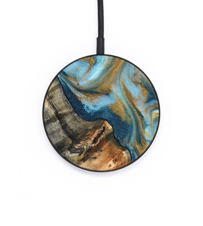 Circle Wood Wireless Charger - Brennen (Teal & Gold, 824548)