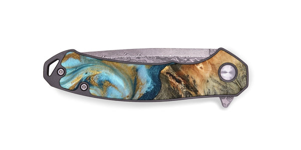 EDC Wood Pocket Knife - Brennen (Teal & Gold, 824548)