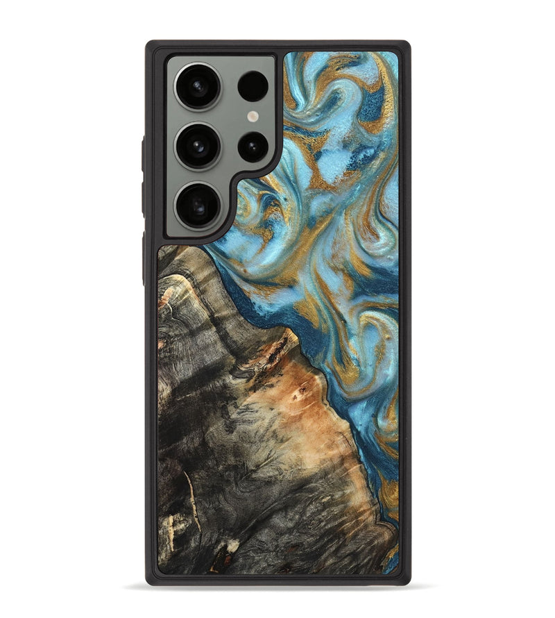 Galaxy S23 Ultra Wood Phone Case - Brennen (Teal & Gold, 824548)