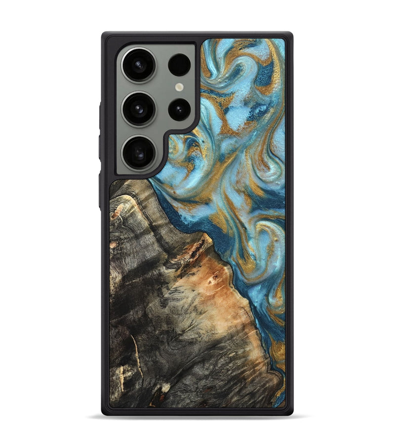 Galaxy S24 Ultra Wood Phone Case - Brennen (Teal & Gold, 824548)