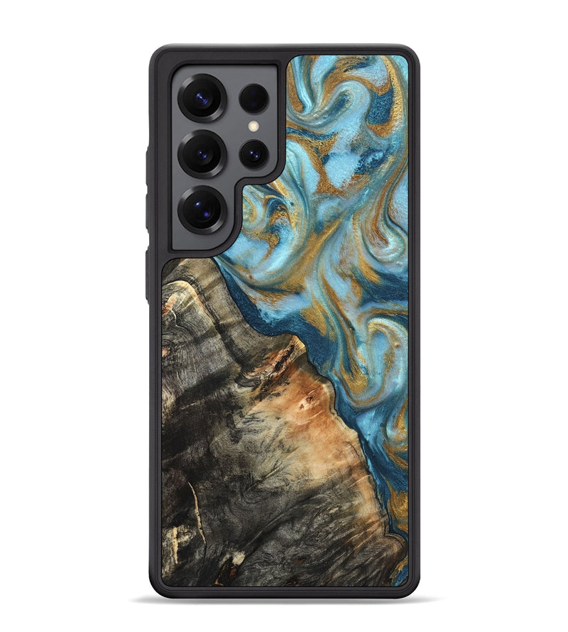 Galaxy S25 Ultra Wood Phone Case - Brennen (Teal & Gold, 824548)