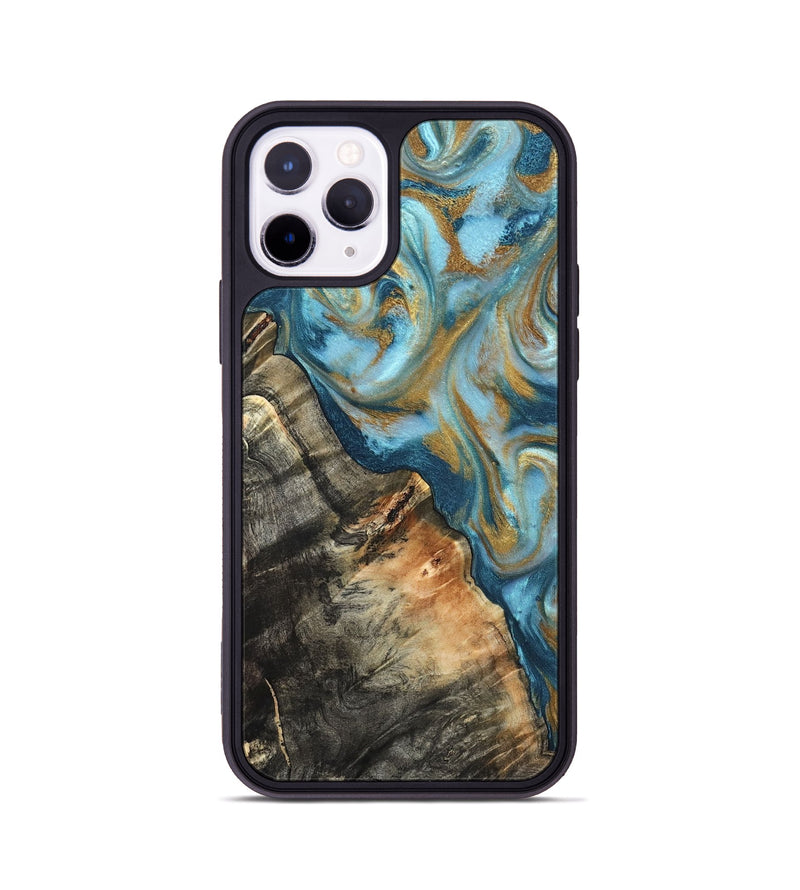 iPhone 11 Pro Wood Phone Case - Brennen (Teal & Gold, 824548)