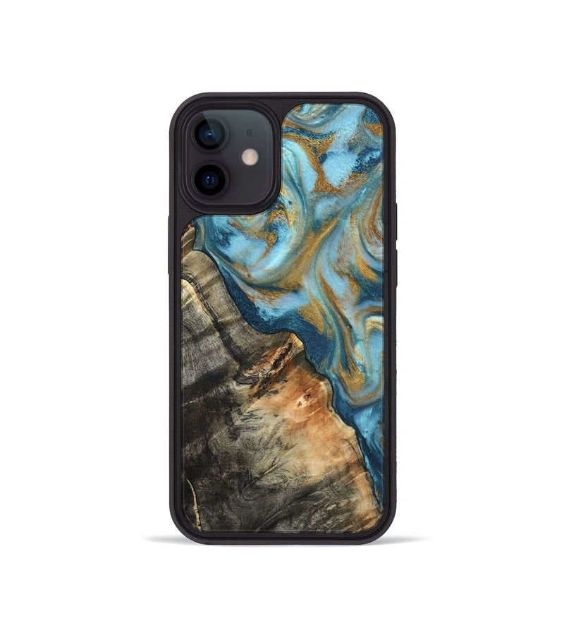 iPhone 12 mini Wood Phone Case - Brennen (Teal & Gold, 824548)