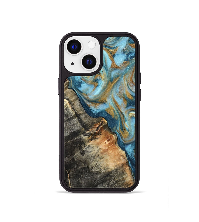 iPhone 13 mini Wood Phone Case - Brennen (Teal & Gold, 824548)
