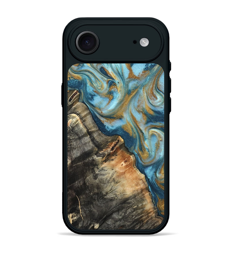 iPhone 17 Air Wood Phone Case - Brennen (Teal & Gold, 824548)