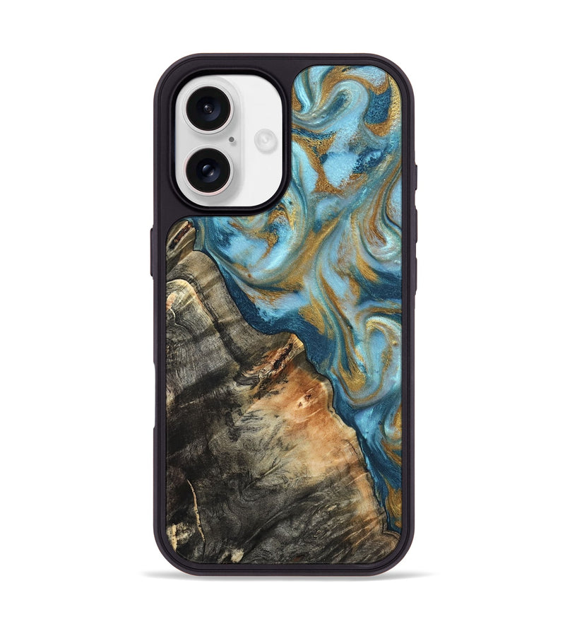 iPhone 17 Wood Phone Case - Brennen (Teal & Gold, 824548)