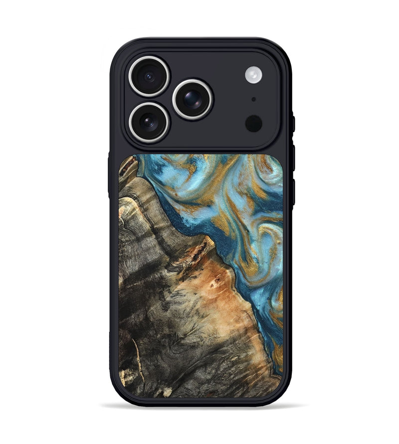iPhone 17 Pro Wood Phone Case - Brennen (Teal & Gold, 824548)