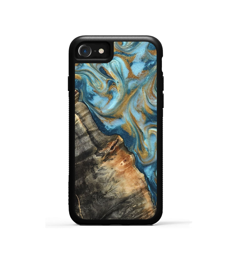 iPhone SE Wood Phone Case - Brennen (Teal & Gold, 824548)