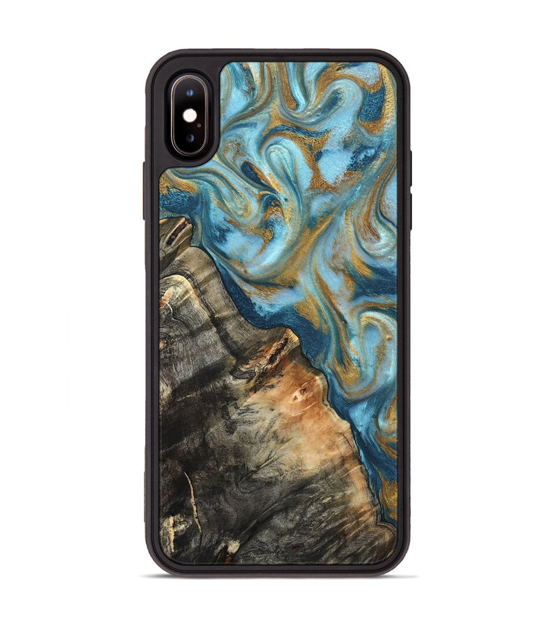 iPhone Xs Max Wood Phone Case - Brennen (Teal & Gold, 824548)