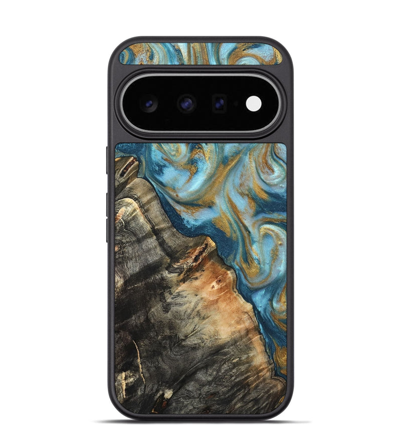 Pixel 11 Pro Wood Phone Case - Brennen (Teal & Gold, 824548)