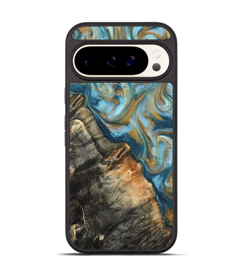 Pixel 9 Wood Phone Case - Brennen (Teal & Gold, 824548)