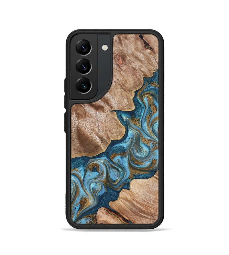 Galaxy S22 Wood Phone Case - Kamron (Teal & Gold, 824551)