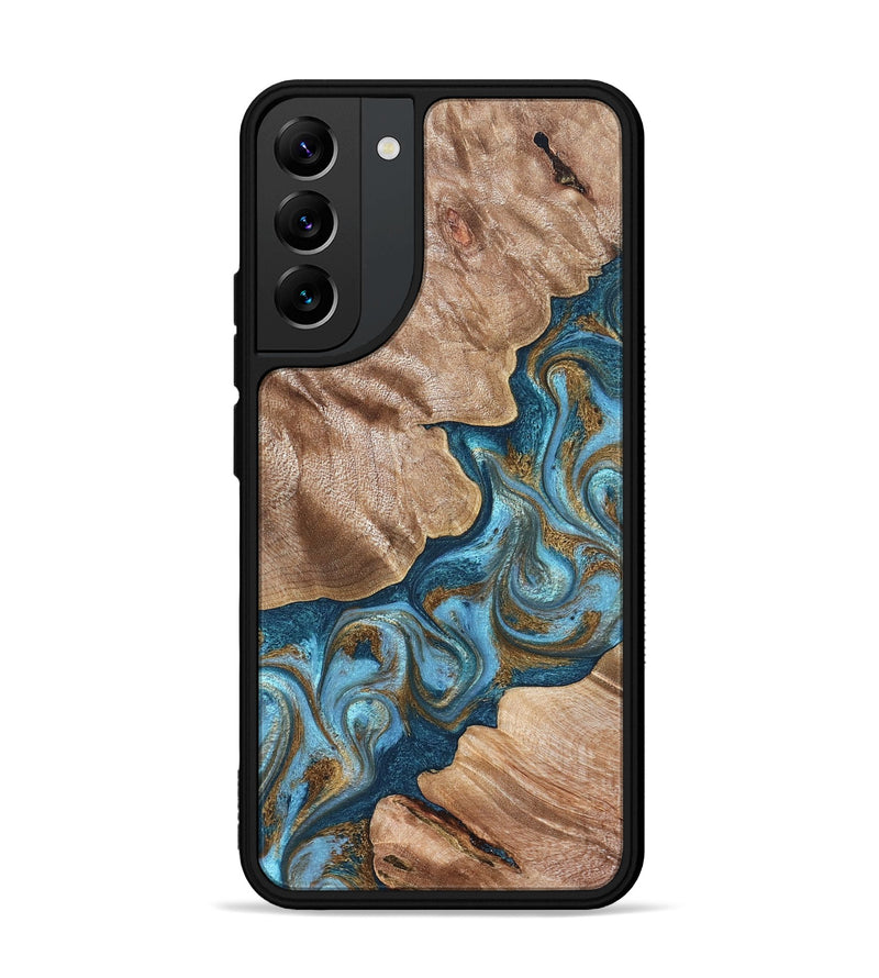 Galaxy S22 Plus Wood Phone Case - Kamron (Teal & Gold, 824551)