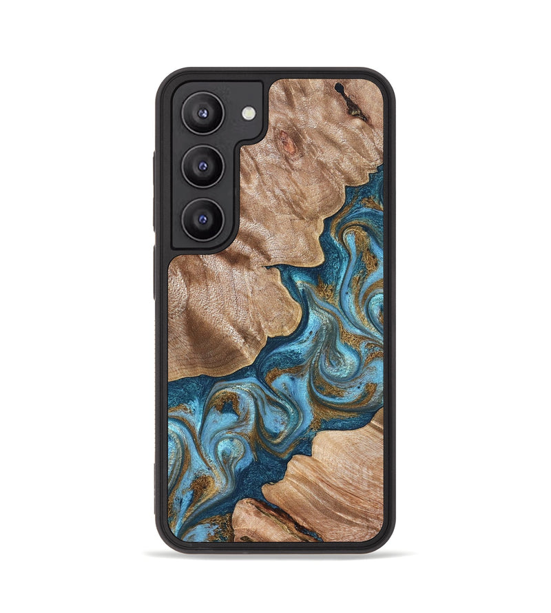 Galaxy S23 Wood Phone Case - Kamron (Teal & Gold, 824551)