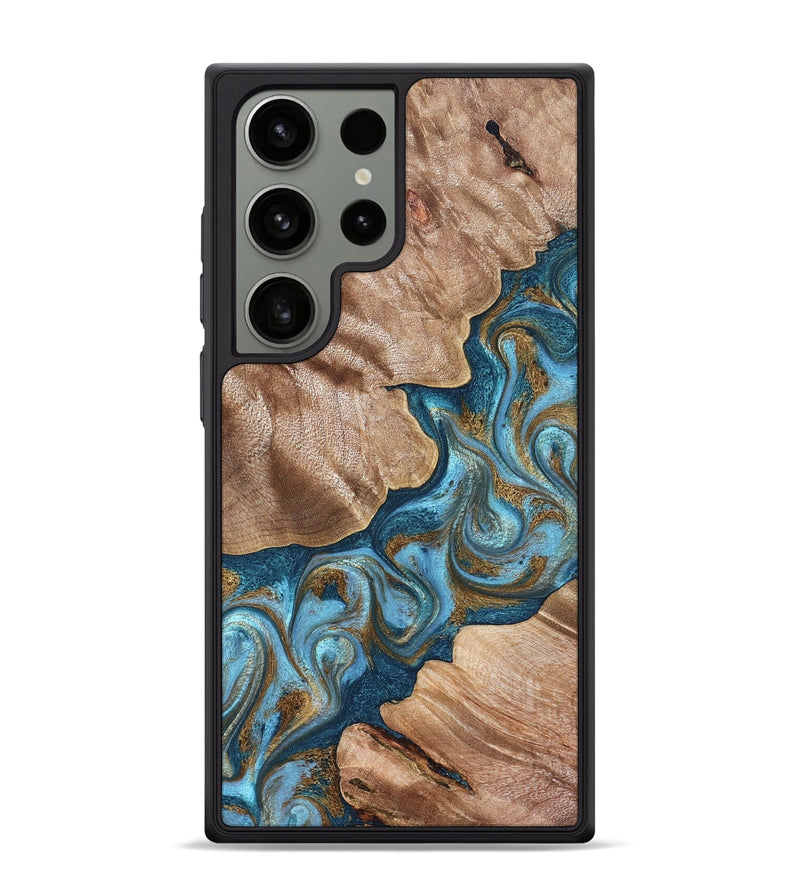 Galaxy S24 Ultra Wood Phone Case - Kamron (Teal & Gold, 824551)