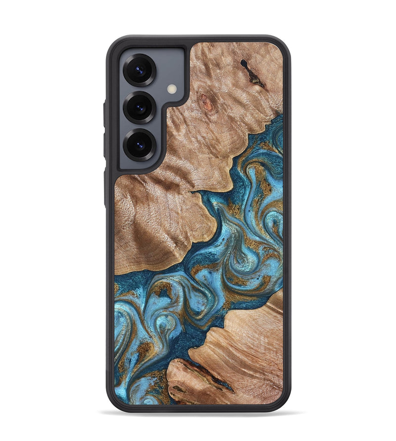 Galaxy S25 Plus Wood Phone Case - Kamron (Teal & Gold, 824551)