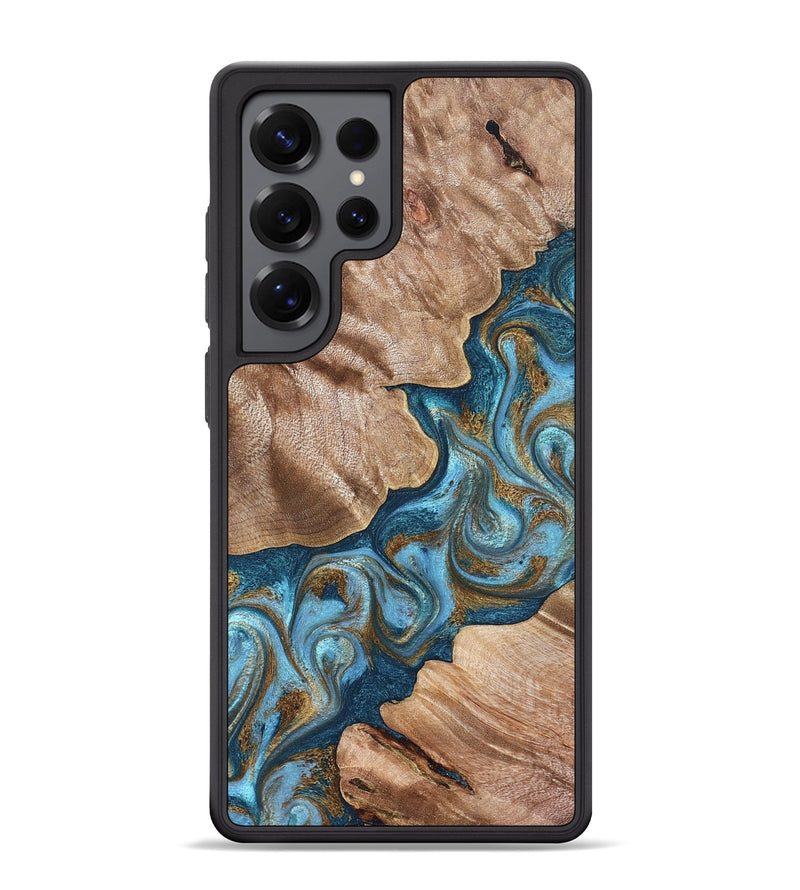 Galaxy S25 Ultra Wood Phone Case - Kamron (Teal & Gold, 824551)