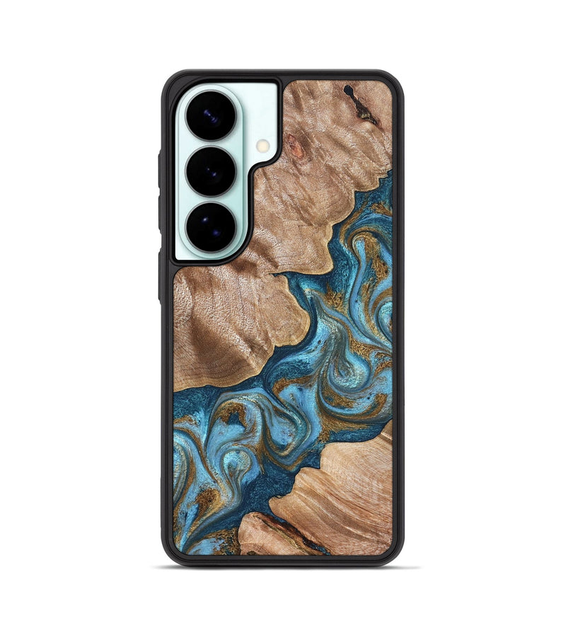 Galaxy S26 Wood Phone Case - Kamron (Teal & Gold, 824551)