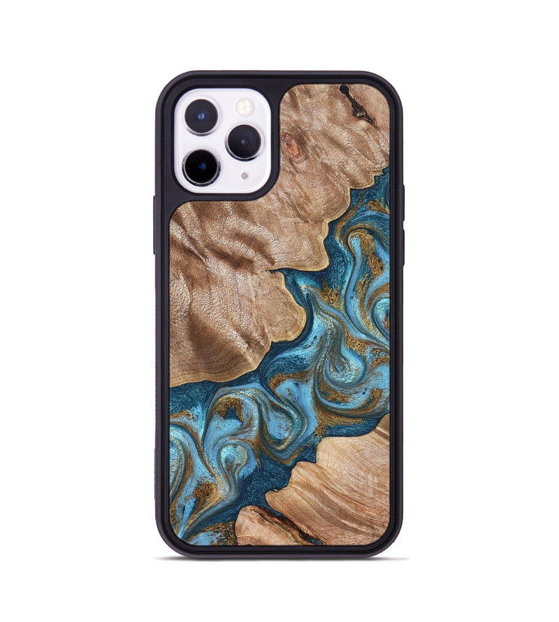 iPhone 11 Pro Wood Phone Case - Kamron (Teal & Gold, 824551)