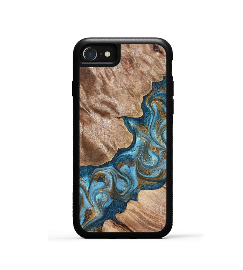 iPhone SE Wood Phone Case - Kamron (Teal & Gold, 824551)