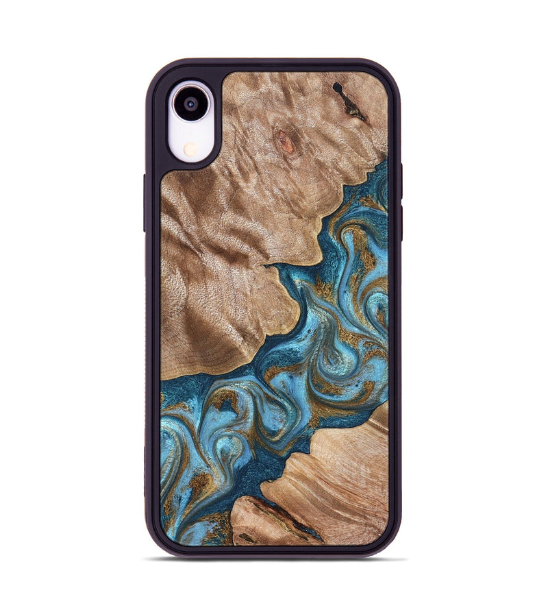 iPhone Xr Wood Phone Case - Kamron (Teal & Gold, 824551)
