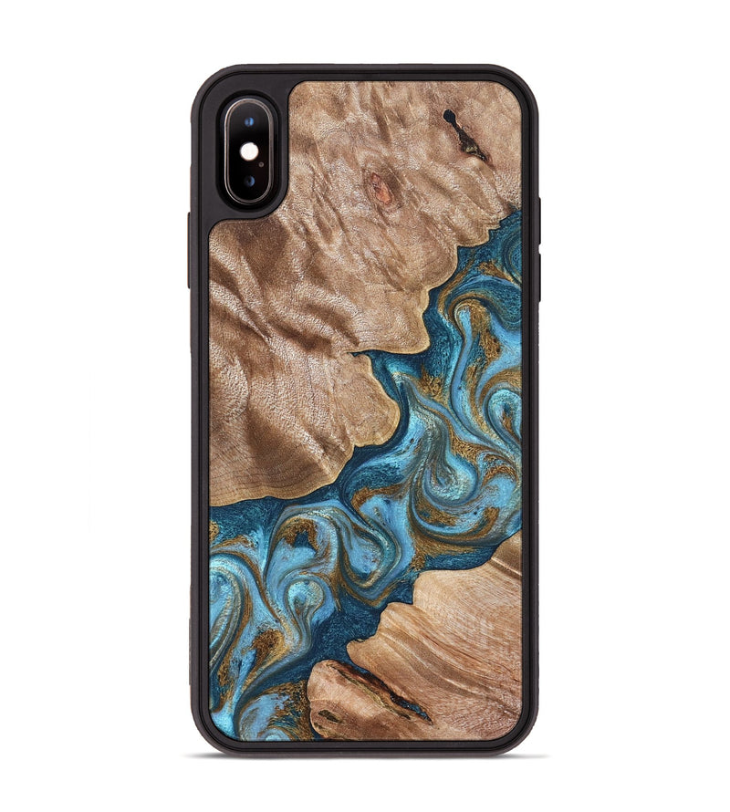 iPhone Xs Max Wood Phone Case - Kamron (Teal & Gold, 824551)