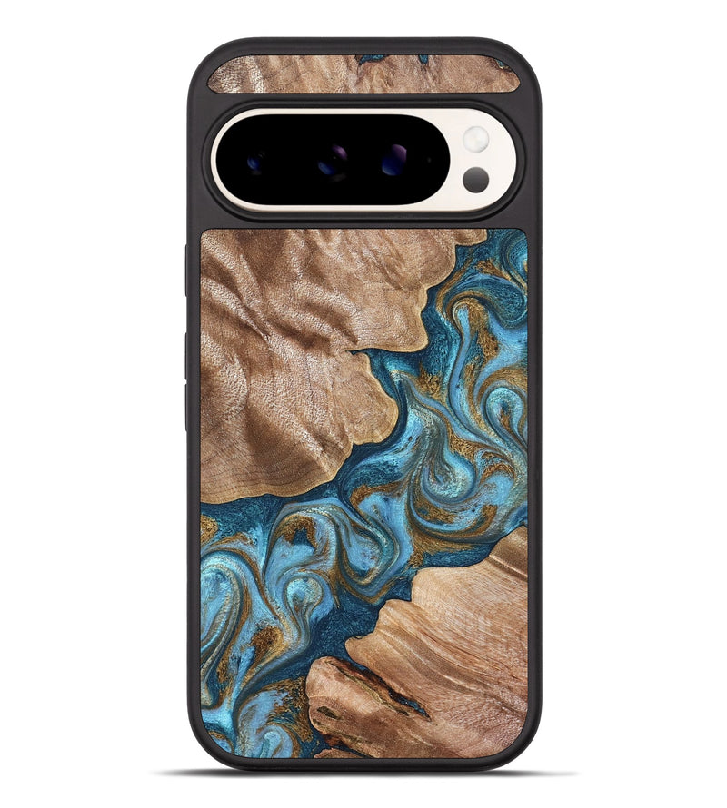 Pixel 10 Pro XL Wood Phone Case - Kamron (Teal & Gold, 824551)