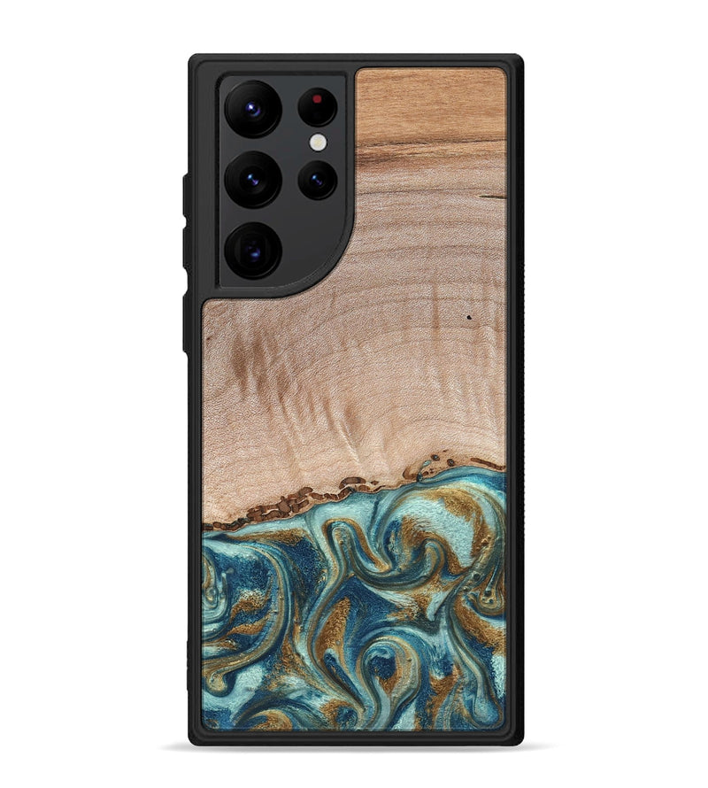 Galaxy S22 Ultra Wood Phone Case - Hampton (Teal & Gold, 824552)
