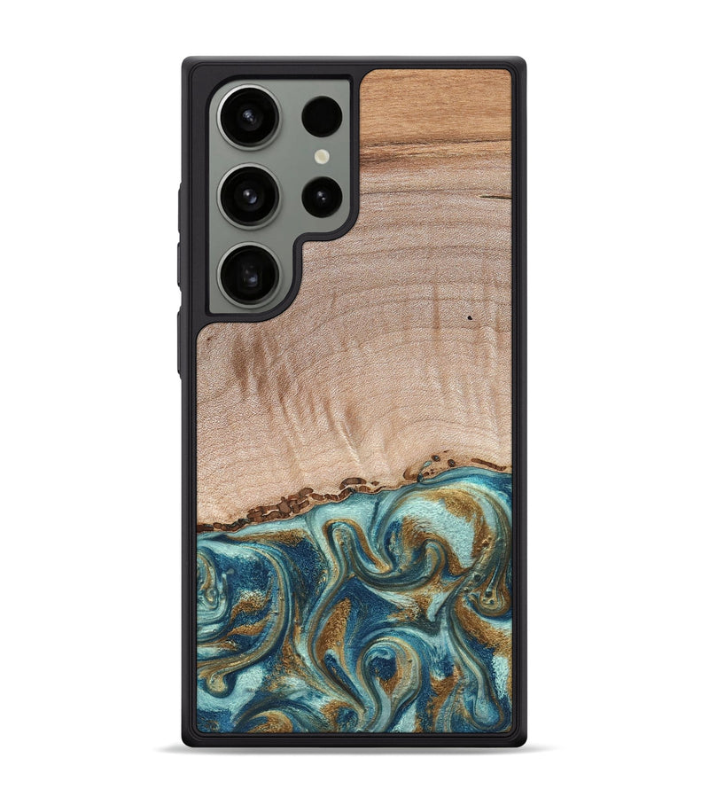 Galaxy S24 Ultra Wood Phone Case - Hampton (Teal & Gold, 824552)