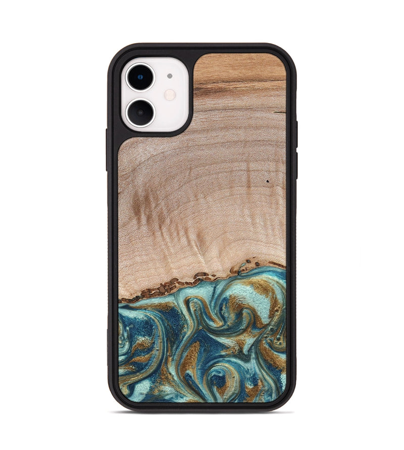 iPhone 11 Wood Phone Case - Hampton (Teal & Gold, 824552)