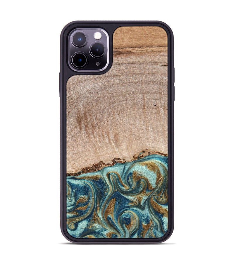 iPhone 11 Pro Max Wood Phone Case - Hampton (Teal & Gold, 824552)