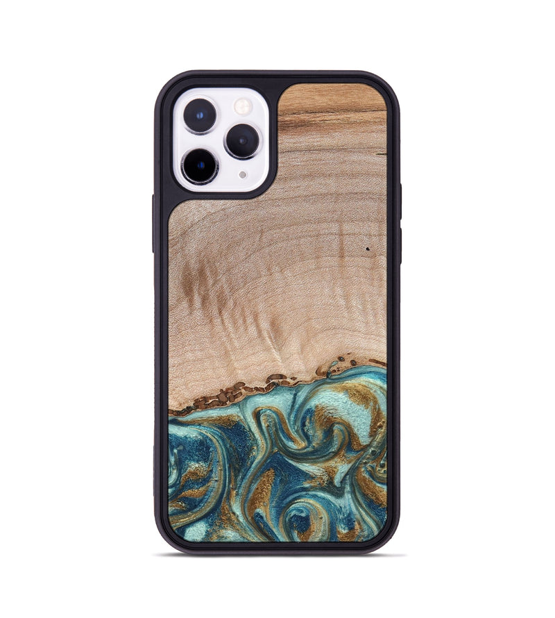 iPhone 11 Pro Wood Phone Case - Hampton (Teal & Gold, 824552)