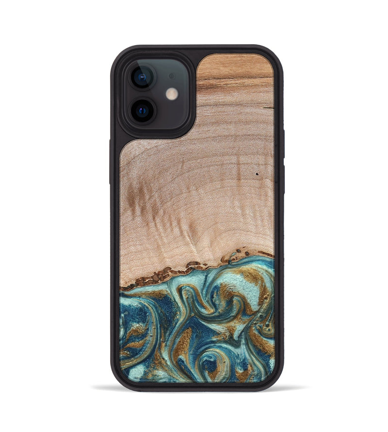 iPhone 12 Wood Phone Case - Hampton (Teal & Gold, 824552)