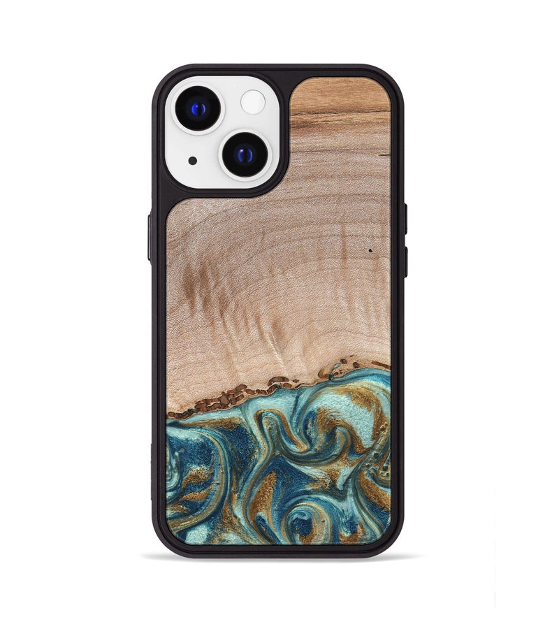 iPhone 13 Wood Phone Case - Hampton (Teal & Gold, 824552)