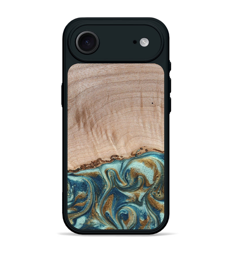 iPhone 17 Air Wood Phone Case - Hampton (Teal & Gold, 824552)