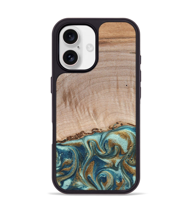 iPhone 17 Wood Phone Case - Hampton (Teal & Gold, 824552)