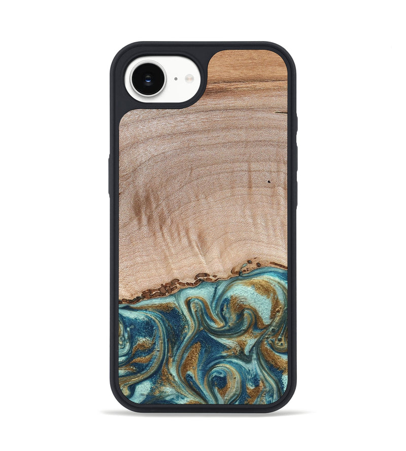 iPhone 17e Wood Phone Case - Hampton (Teal & Gold, 824552)