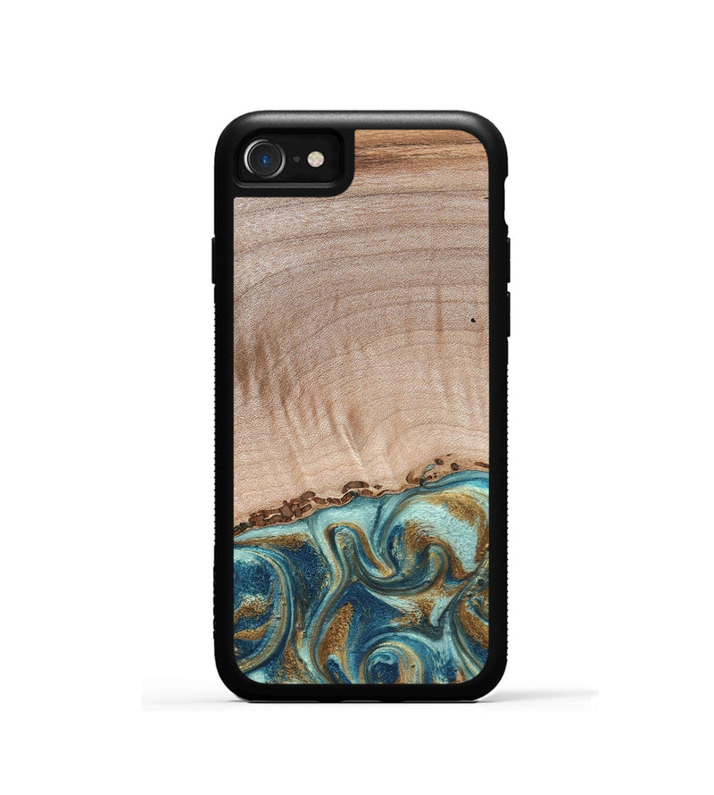 iPhone SE Wood Phone Case - Hampton (Teal & Gold, 824552)