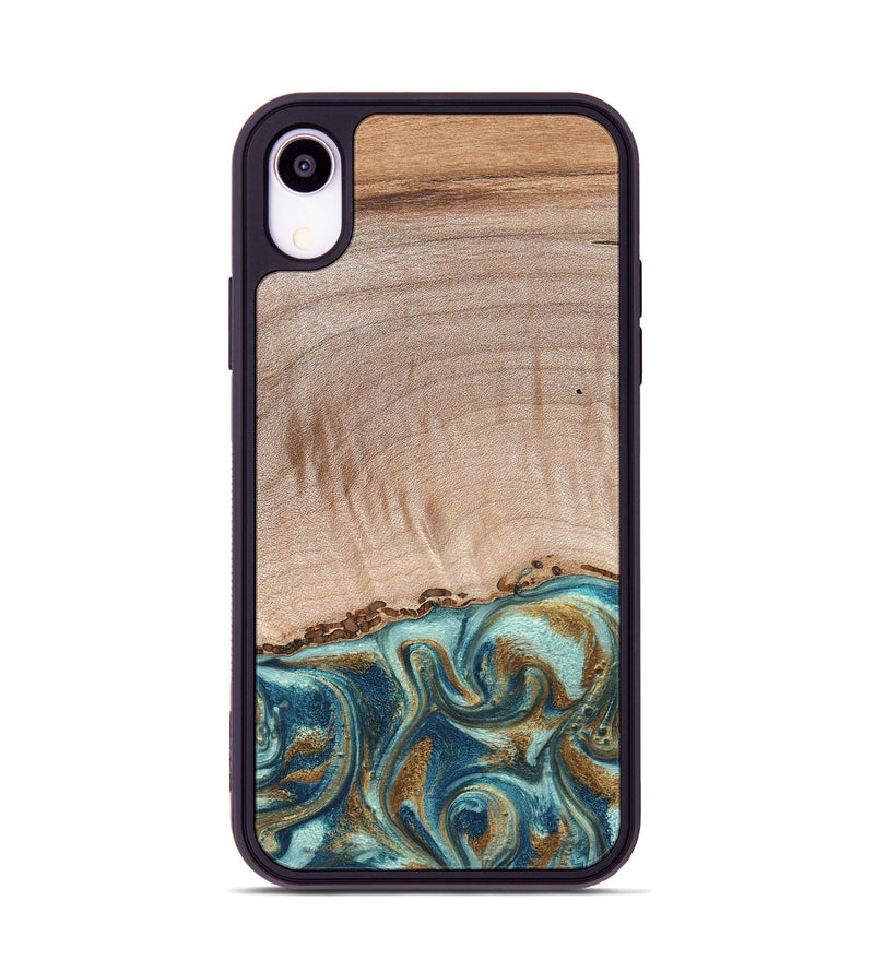 iPhone Xr Wood Phone Case - Hampton (Teal & Gold, 824552)