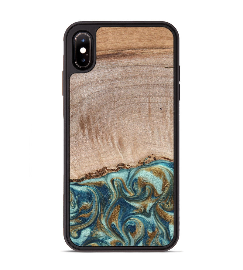 iPhone Xs Max Wood Phone Case - Hampton (Teal & Gold, 824552)