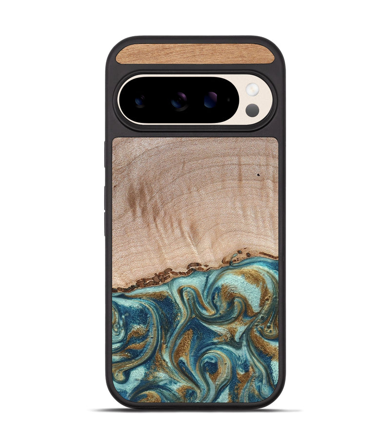 Pixel 10 Wood Phone Case - Hampton (Teal & Gold, 824552)