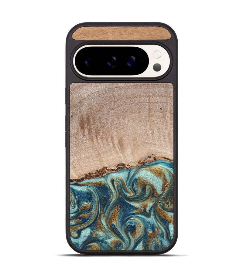 Pixel 9 Pro Wood Phone Case - Hampton (Teal & Gold, 824552)