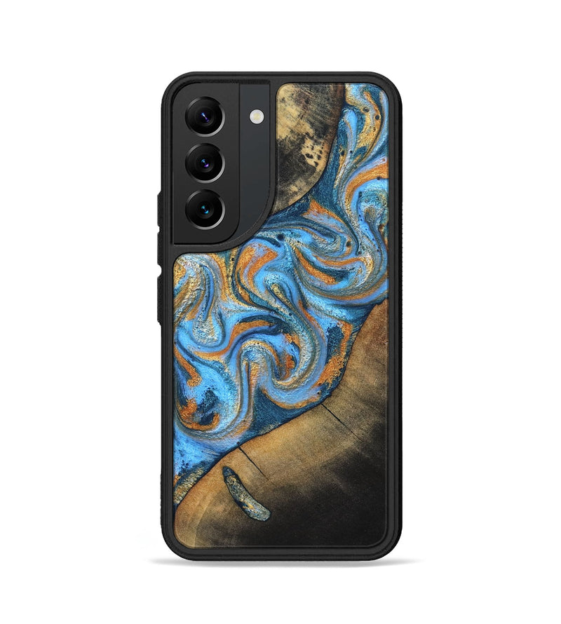 Galaxy S22 Wood Phone Case - Arminta (Teal & Gold, 824553)
