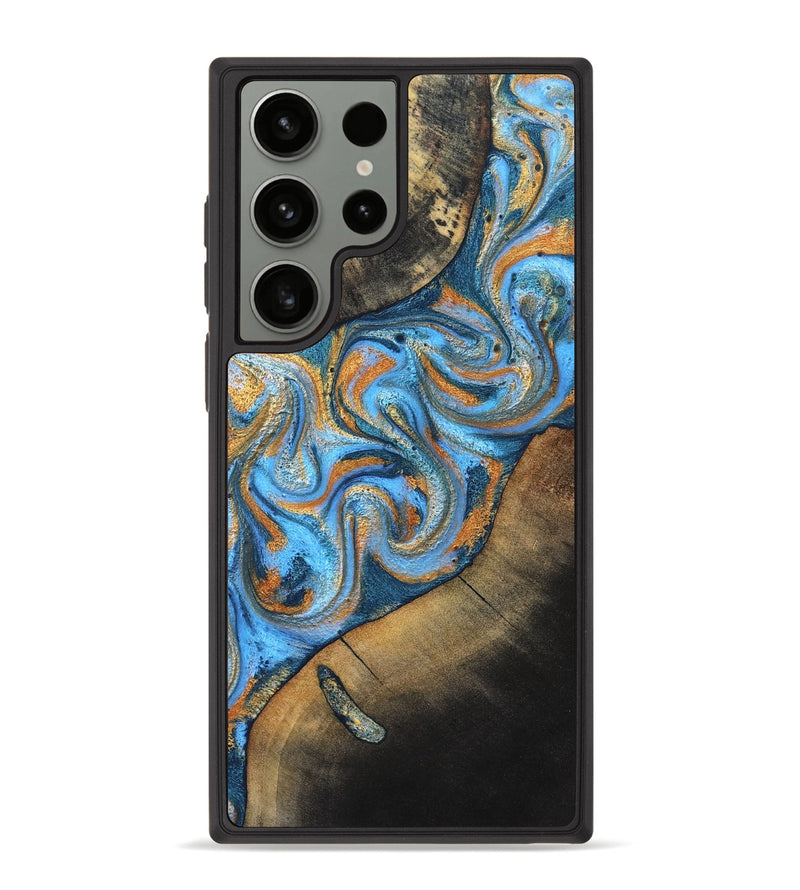Galaxy S23 Ultra Wood Phone Case - Arminta (Teal & Gold, 824553)