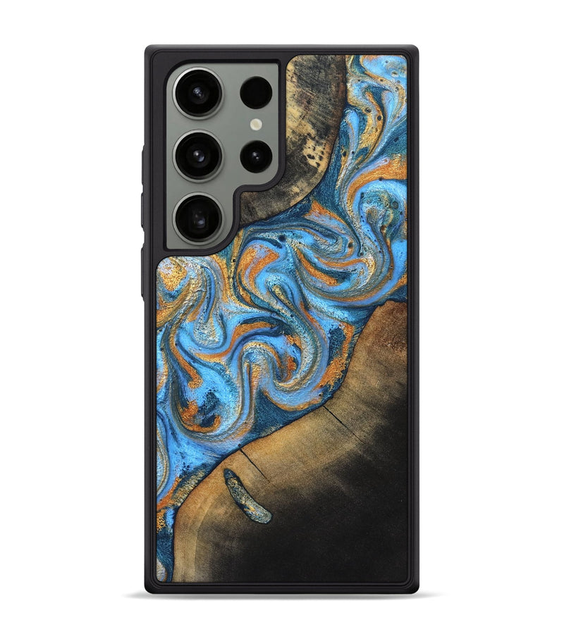 Galaxy S24 Ultra Wood Phone Case - Arminta (Teal & Gold, 824553)