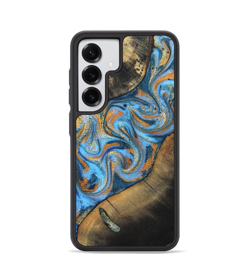 Galaxy S25 Wood Phone Case - Arminta (Teal & Gold, 824553)