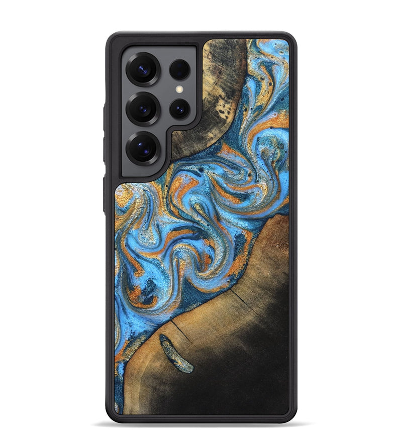 Galaxy S25 Ultra Wood Phone Case - Arminta (Teal & Gold, 824553)
