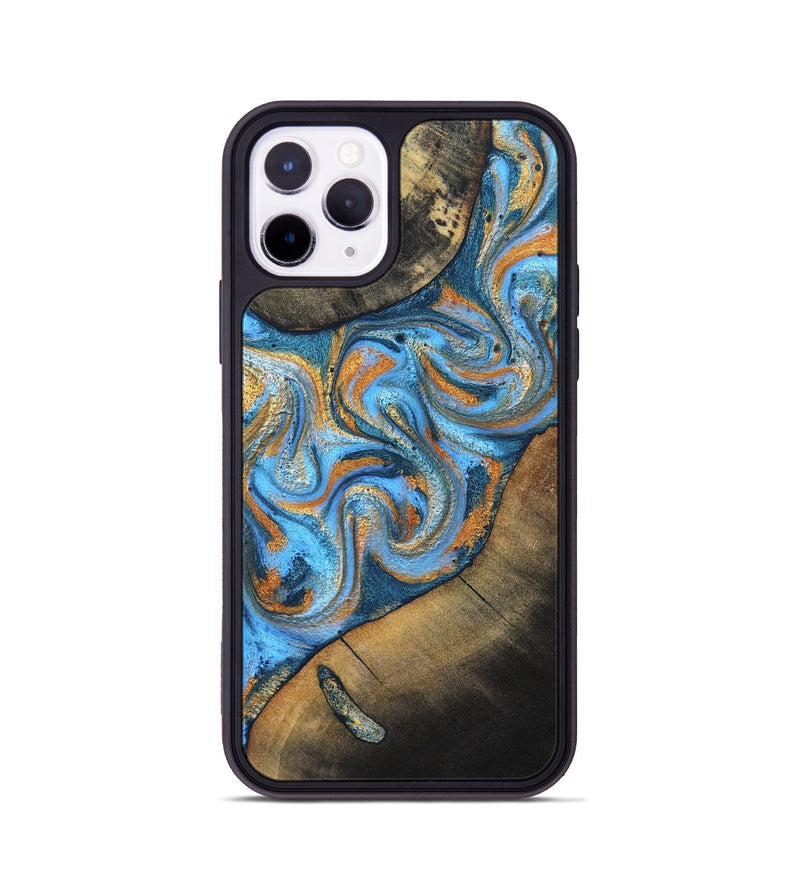 iPhone 11 Pro Wood Phone Case - Arminta (Teal & Gold, 824553)