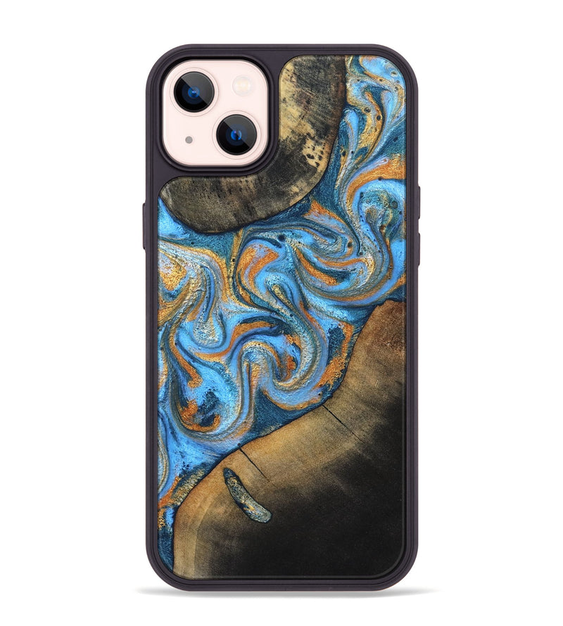 iPhone 14 Plus Wood Phone Case - Arminta (Teal & Gold, 824553)